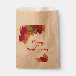 Custom Happy Thanksgiving Colorful Fall Leaves Favour Bags