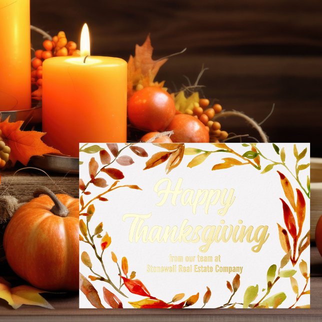 Custom Happy Thanksgiving Fall Leaves Company Gold (Creator Uploaded)