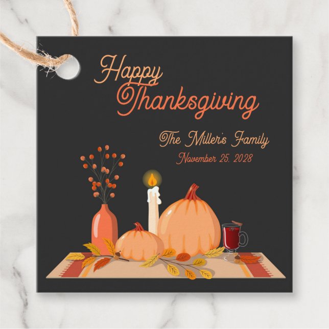 Custom Happy Thanksgiving  Favour Tags (Front)