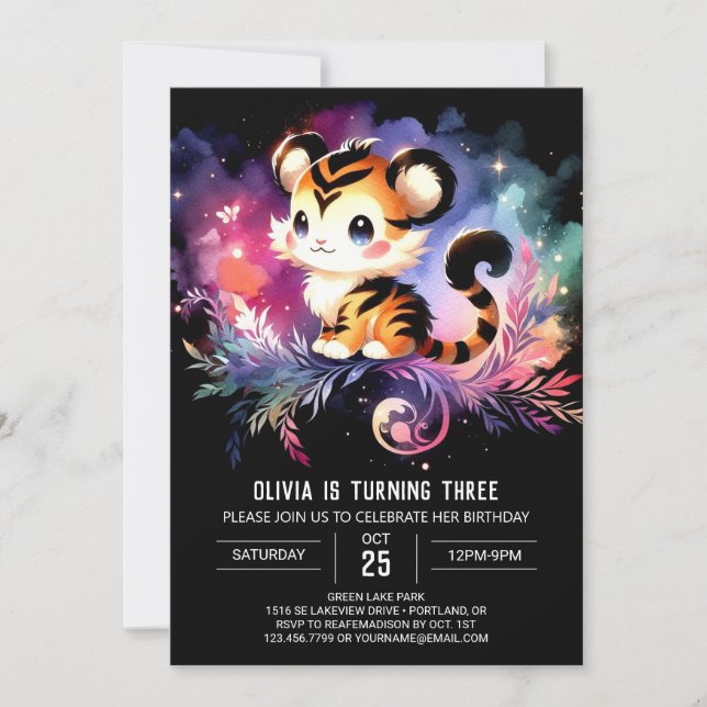 Custom Happy Tiger Birthday Invitation (Front)