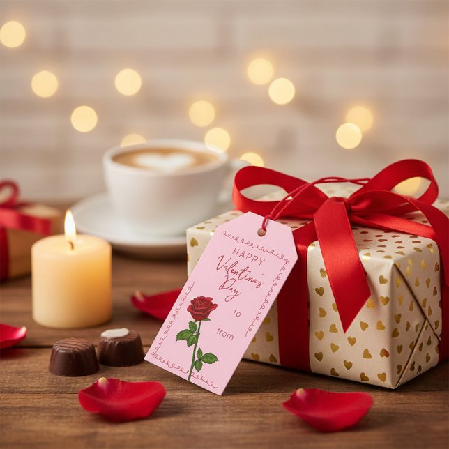Custom Happy Valentine’s Day Rose Gift Tag  (Creator Uploaded)