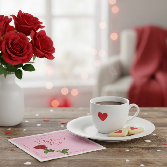 Custom Happy Valentine’s Day Rose  Napkin (Creator Uploaded)