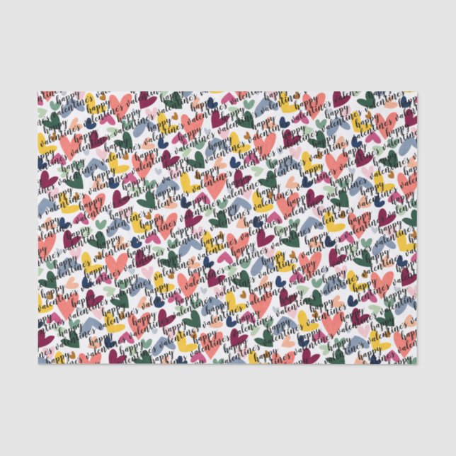 Custom Happy Valentines I Love You Heart Pattern Tissue Paper (Front)