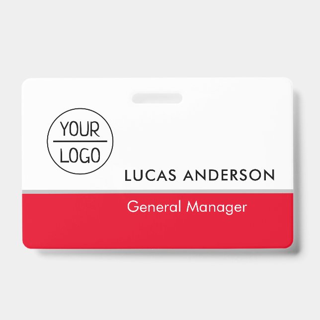 Custom Hard Plastic Name Badge with Metal Clip ID Badge (Front)
