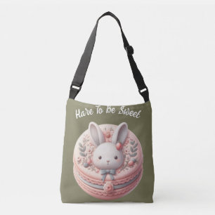 Custom Hare to Be Sweet Cute Bunny Macaron Design Crossbody Bag