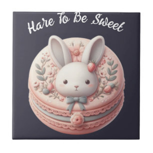 Custom Hare to Be Sweet Cute Bunny Macaron Design Tile