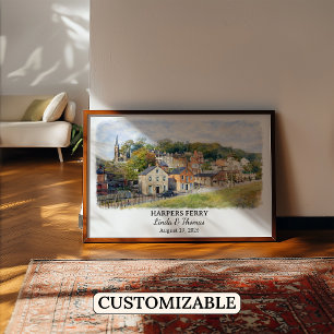 Custom Harpers Ferry Wall Art, West Virginia Poster