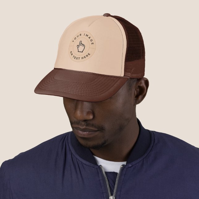 Custom Hat - Add your Text/Image - Tan and Brown (In Situ)