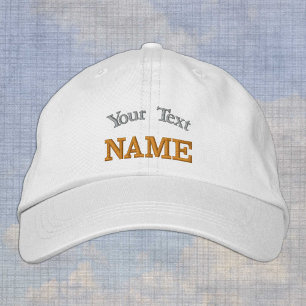 Custom hats, personalised text white embroidered b hat
