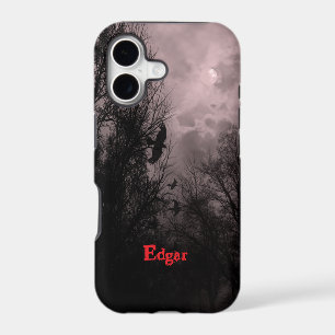 Custom Haunted Sky Dark Trees with Ravens Red