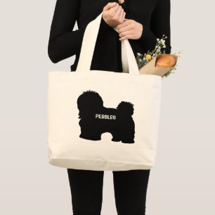 CUSTOM Havanese Dog Breed Silhouette Large Tote Bag