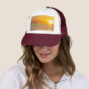 Custom Have a Beautiful Day Text Sun rise Image Trucker Hat