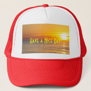 Custom Have a Nice day image and Text Red Colour Trucker Hat