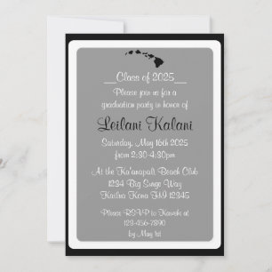Custom Hawaii black islands graduation invitations