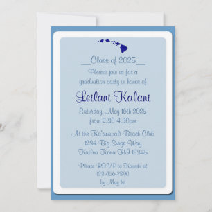Custom Hawaii blue islands graduation invitations