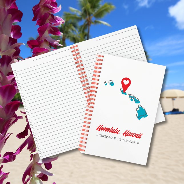 Custom Hawaii Map Notebook | Heart Marker (Creator Uploaded)