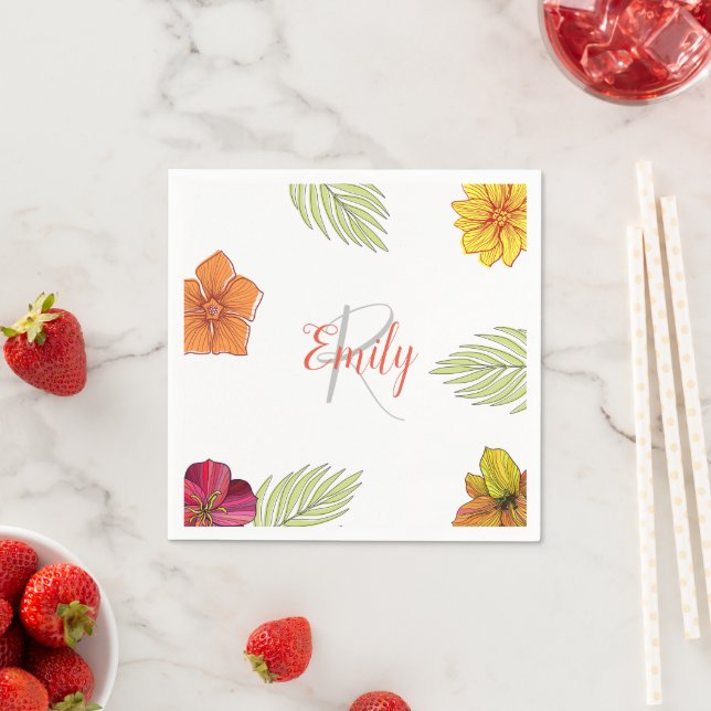 Custom Hawaiian Aloha Floral  Napkin (Insitu)