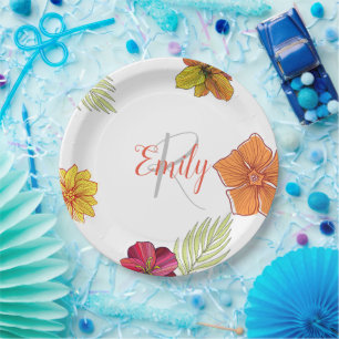 Custom Hawaiian Aloha Floral  Paper Plate