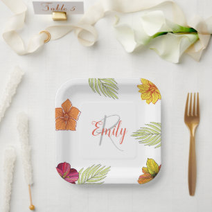 Custom Hawaiian Aloha Floral  Paper Plate