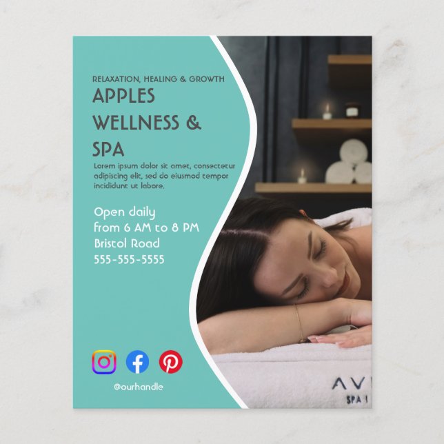 custom health spa wellness center gym fitness flyer (Front)