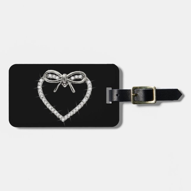 Custom Heart And Bow Luggage Tag (Front Horizontal)