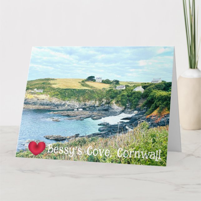 Custom Heart Bessys Cove Penzance Cornwall Photo Card (Front)