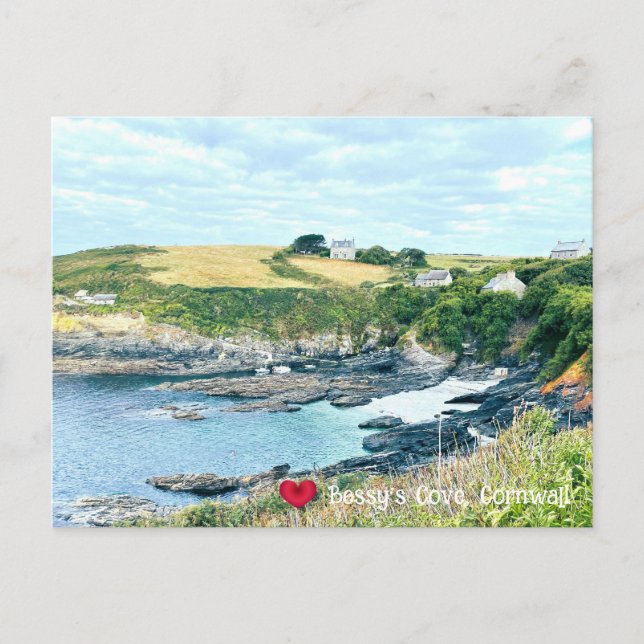 Custom Heart Bessys Cove Penzance Cornwall Photo Holiday Postcard (Front)
