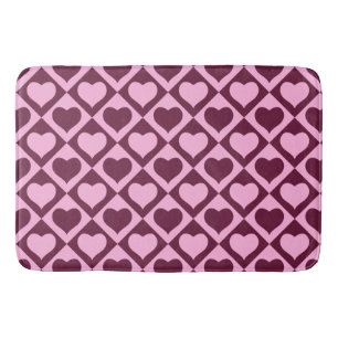 Custom Heart Checkerboard Pattern Bordeaux Pink - Bath Mat