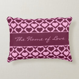 Custom Heart Checkerboard Pattern Bordeaux Pink - Decorative Cushion