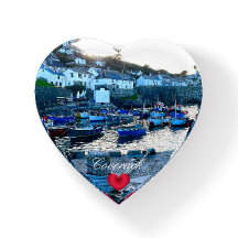 Custom Heart Coverack Harbor Dusk Cornwall Photo