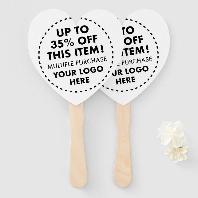 Custom Heart Hand Fans 35% OFF Bulk Buy Discount (Front and Back)