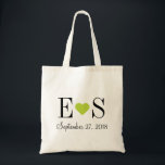 Custom Heart Monogram Wedding Favour Tote Bag<br><div class="desc">Cute girly bold modern heart monogram design with the bride and groom's personalised monogram initials and custom wedding date. Perfect for wedding favour tote bags, Valentine's Day, anniversary gift or any occasion! Click the "Customise It" button to add your own custom text and change fonts and colours for a personalised...</div>