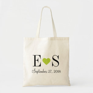 Custom Heart Monogram Wedding Favour Tote Bag