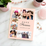 Custom Heart Multiple Photo Collage Minimal Pink Planner<br><div class="desc">Special, memorable multiple photos college planner. The design features a 6 photo grid collage layout to display your own special sister photos. "Planner is displayed in stylish typography. A simple heart shape is displayed over one of the photos. The reverse side features the same design as the front but with...</div>