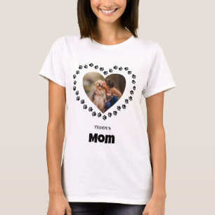 Custom Heart Pet Dog Photo Paws Dog Lover Dog Mum  T-Shirt