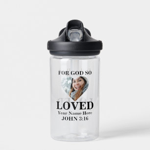 Custom heart photo Bible Verse Christian  Water Bottle