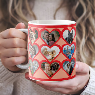 Custom Heart Photo Collage Coffee Mug