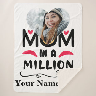 Custom heart photo mum in a million mothers day sherpa blanket