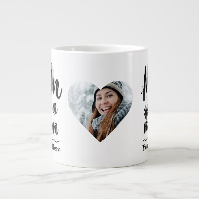 Custom heart photo mum in a million typography large coffee mug (Front)