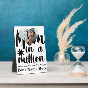 Custom heart photo mum in a million typography plaque
