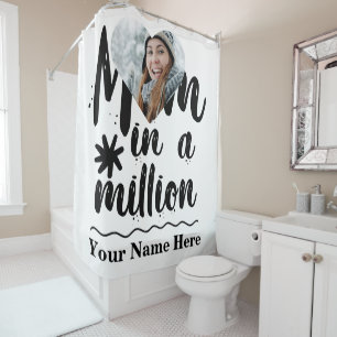 Custom heart photo mum in a million typography shower curtain