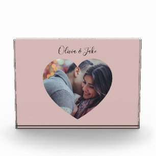 Custom Heart Photo Newlyweds Wedding Gift  Block
