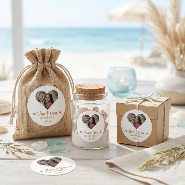 Custom Heart Photo Wedding Favour Stickers (AI Placeholder Photo)