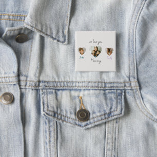 Custom Heart Photos Button For Mum