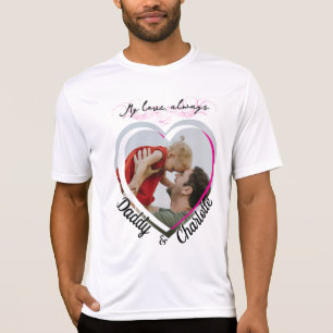 Custom Heart-Shaped Dad & Kid Photo Gift T-Shirt