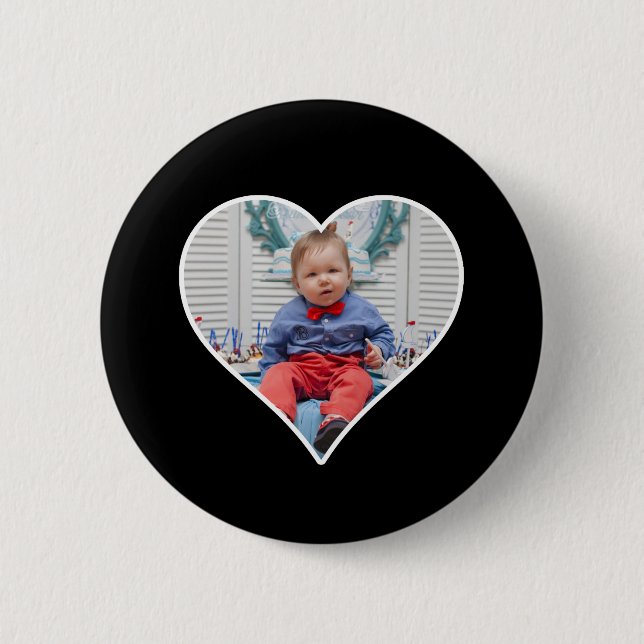 Custom Heart Shaped Photo Frame Add Your Picture 6 Cm Round Badge (Front)