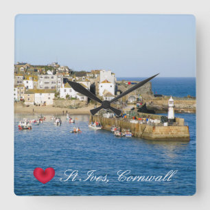 Custom Heart St Ives Harbor Pier Cornwall Photo Square Wall Clock