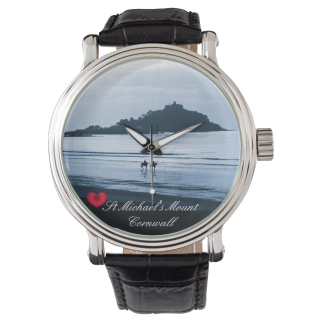 Custom Heart St Michaels Mount Cornwall + Horses Watch (Front)