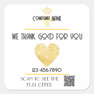 Custom HEART Thank GOD For Business Logo THANK YOU Square Sticker