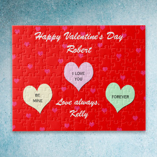 Custom Heart Valentine Jigsaw Puzzle Gift  in Tin